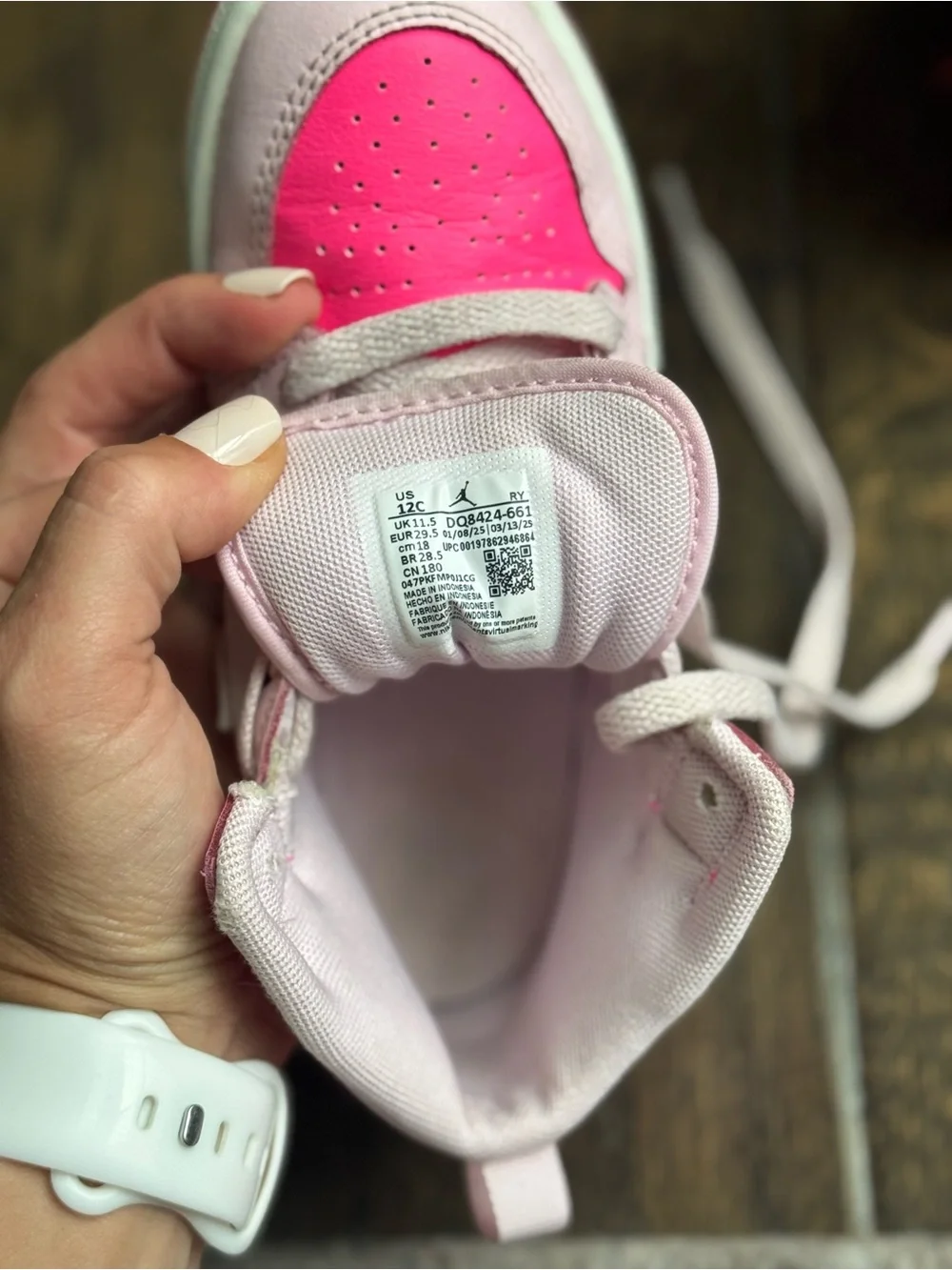 Jordan Kids High-Top Sneakers in Light Pink and Bright Pink